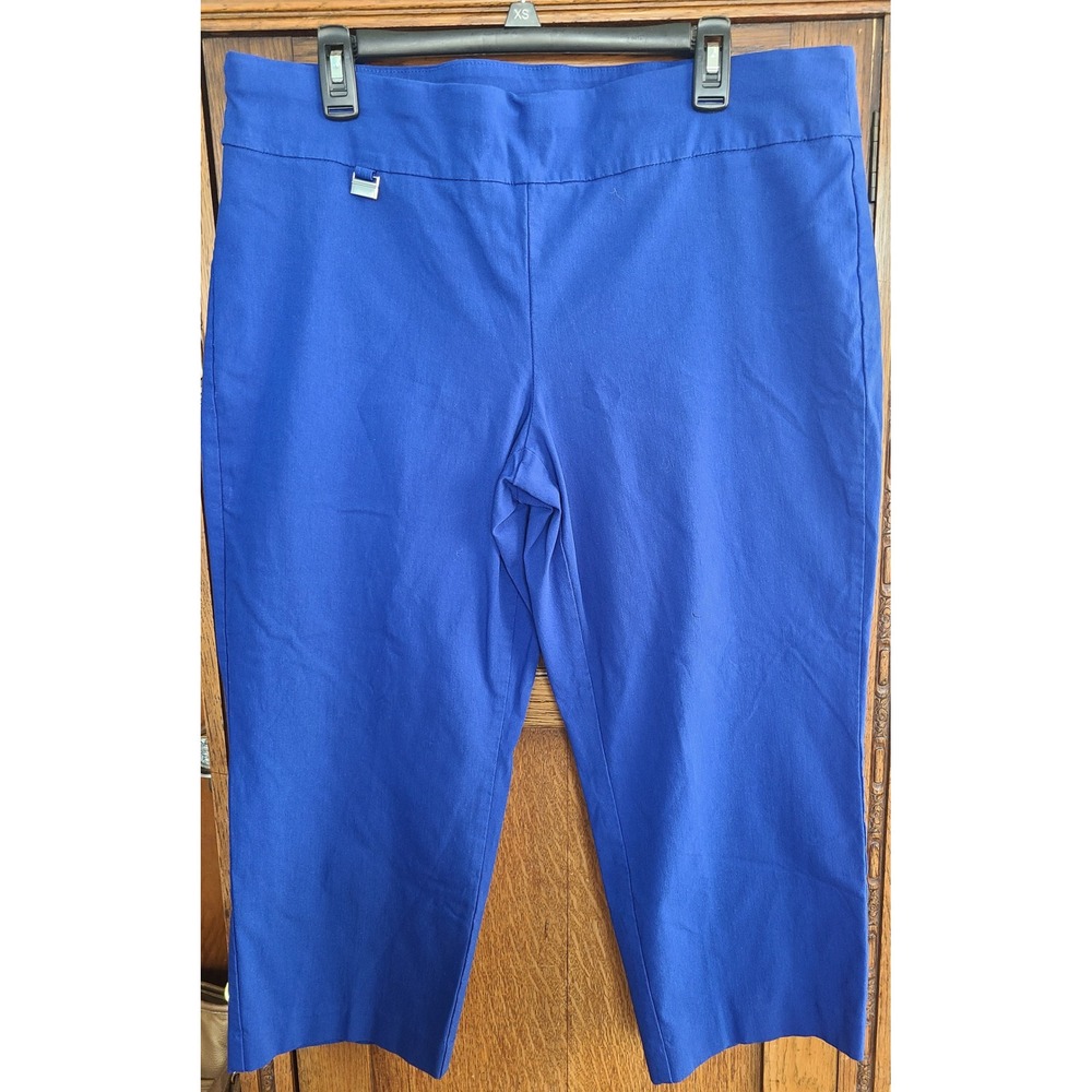 Alfani Womens 18W Royal Blue Tummy Control Pull On Capri Pants Cropped Trousers